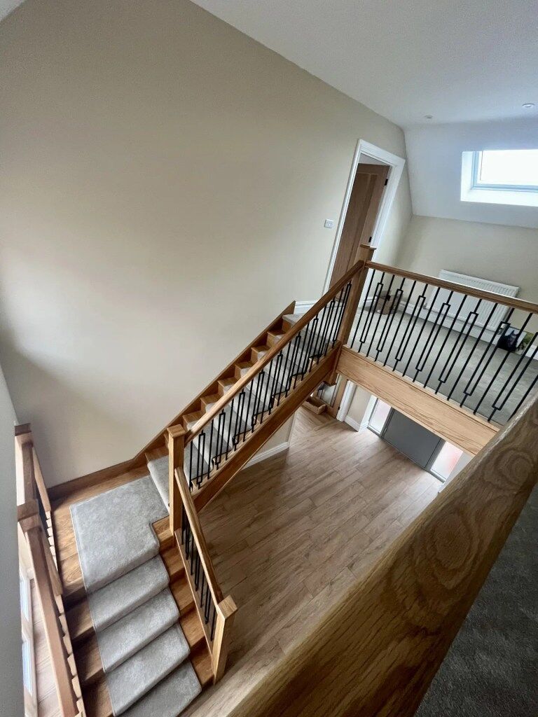 Worcester Oak Quarter Landing Staircase: Bespoke Design by The Stair Guys
